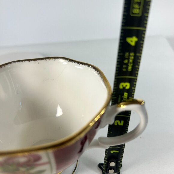 Royal Albert Old Country Roses Ruby Damask Bone China Teacup Saucer Set Footed - Picture 9 of 9